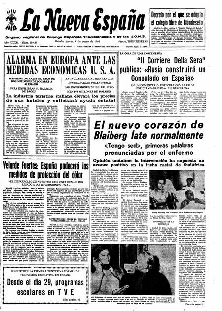 Portada Jueves 4 de  de 1968