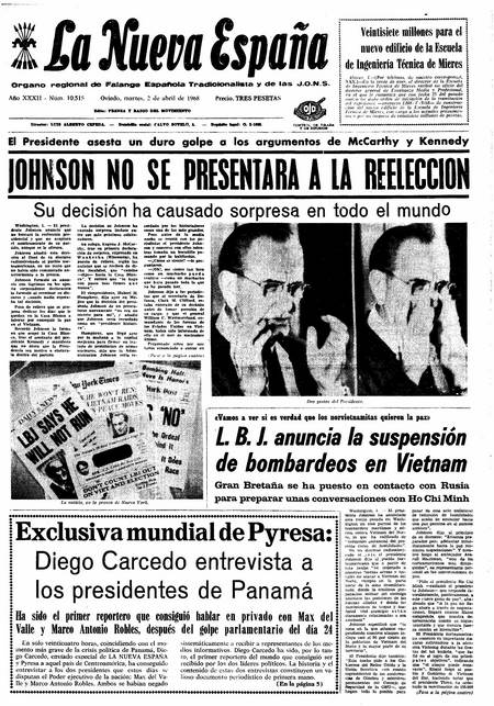 Portada Martes 2 de  de 1968
