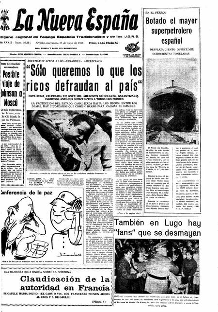 Portada Miércoles 15 de  de 1968