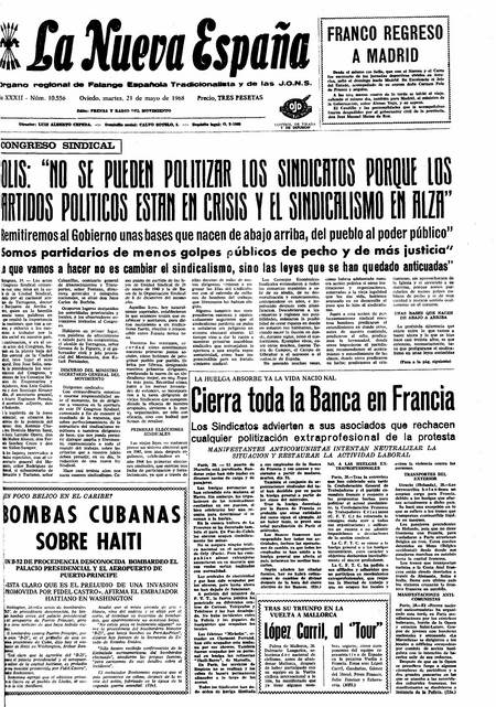 Portada Martes 21 de  de 1968