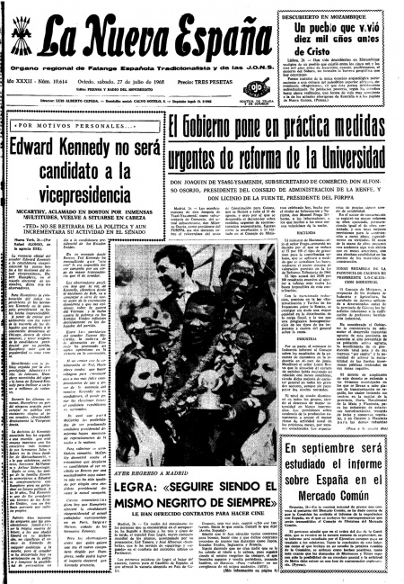 Portada Sábado 27 de  de 1968