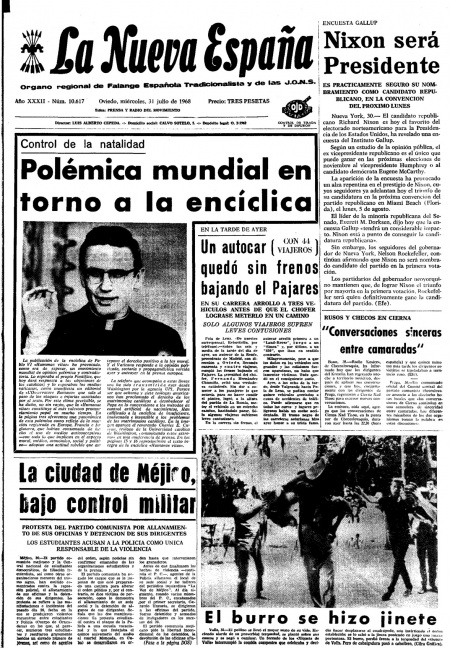 Portada Miércoles 31 de  de 1968