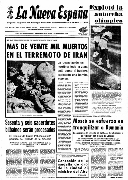 Portada Martes 3 de  de 1968