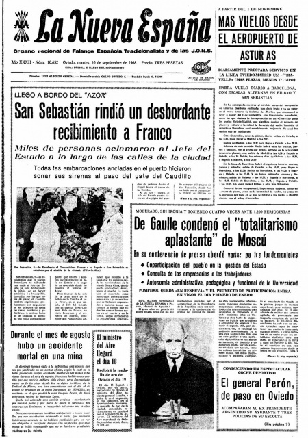 Portada Martes 10 de  de 1968