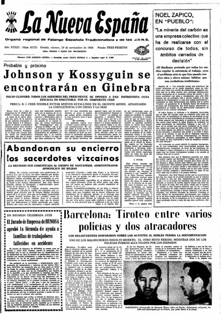 Portada Viernes 29 de Noviembre de 1968