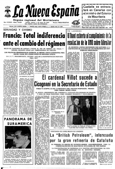 Portada Jueves 1 de  de 1969