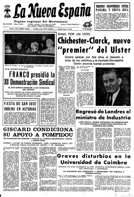 Portada Viernes 2 de  de 1969