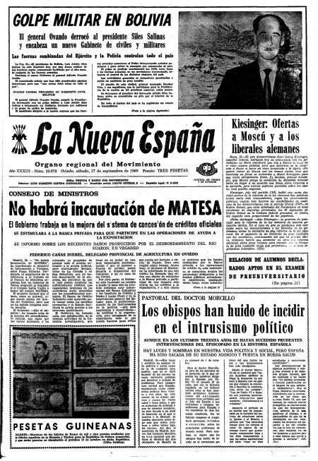 Portada Sábado 27 de  de 1969