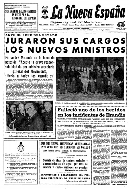 Portada Viernes 31 de Octubre de 1969