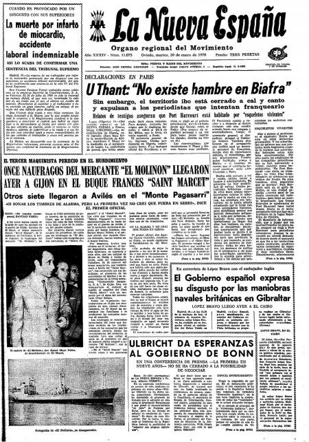 Portada Martes 20 de  de 1970
