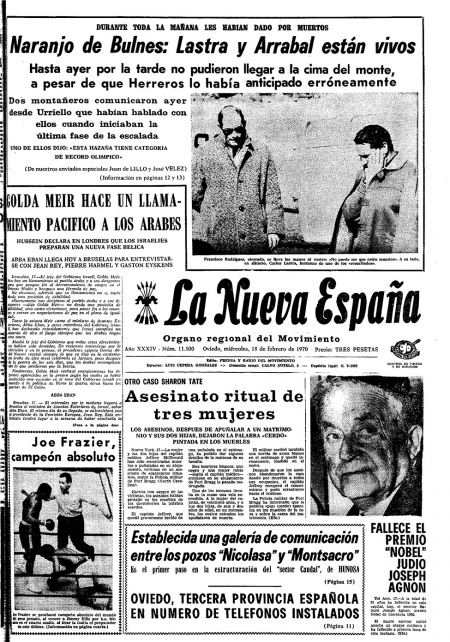 Portada Miércoles 18 de  de 1970