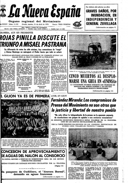 Portada Martes 21 de  de 1970