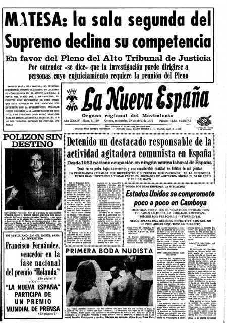 Portada Miércoles 29 de  de 1970