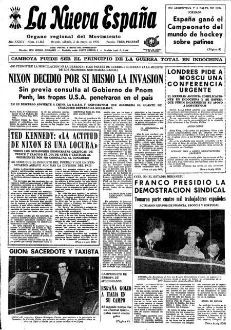 Portada Sábado 2 de  de 1970