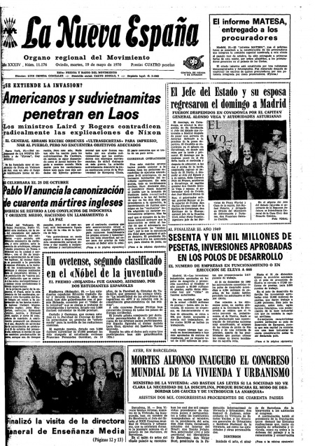 Portada Martes 19 de  de 1970