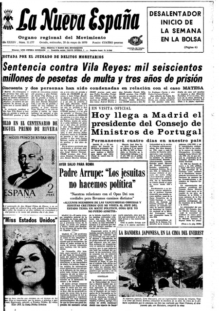 Portada Miércoles 20 de  de 1970