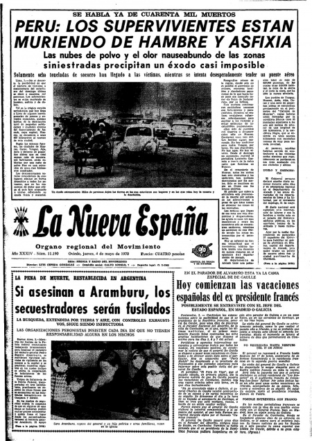 Portada Jueves 4 de  de 1970