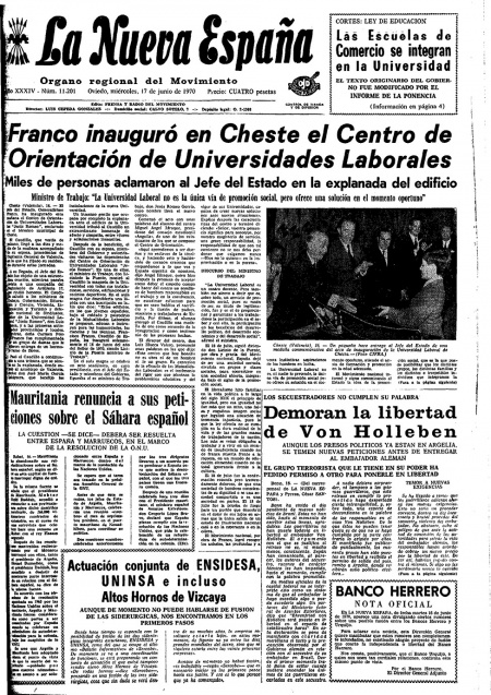 Portada Miércoles 17 de  de 1970