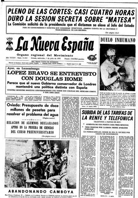 Portada Miércoles 1 de  de 1970