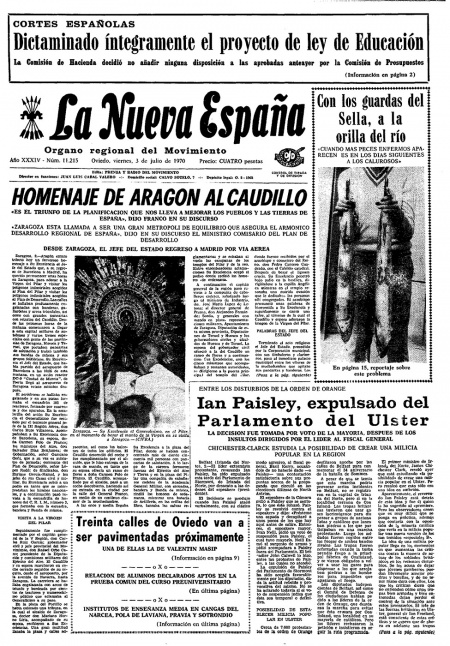 Portada Viernes 3 de  de 1970