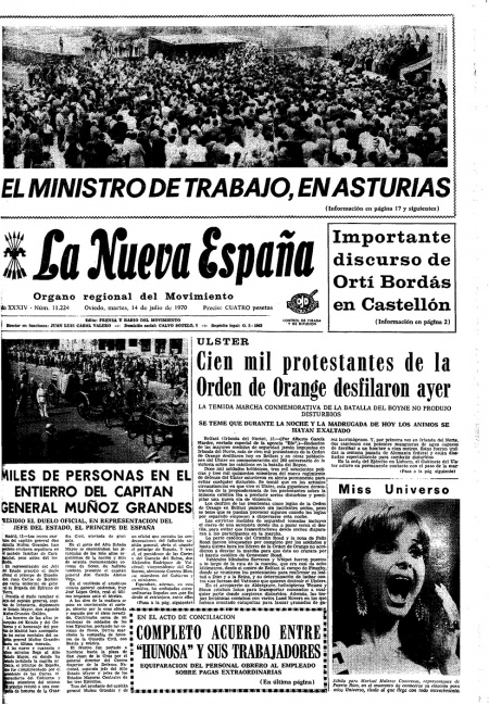Portada Martes 14 de  de 1970