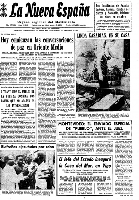 Portada Martes 25 de  de 1970