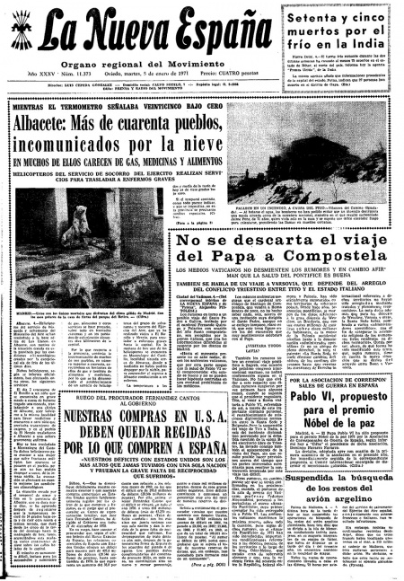 Portada Martes 5 de  de 1971