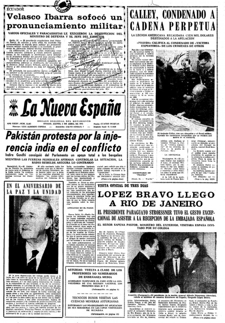 Portada Jueves 1 de  de 1971