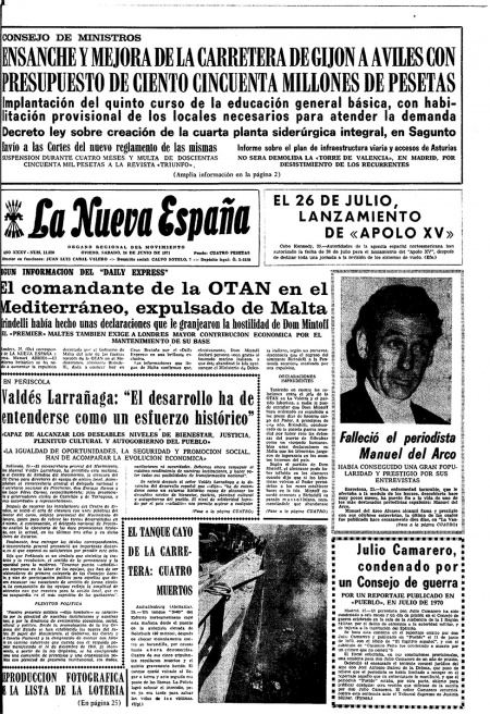 Portada Sábado 26 de  de 1971