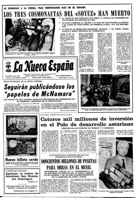 Portada Jueves 1 de  de 1971