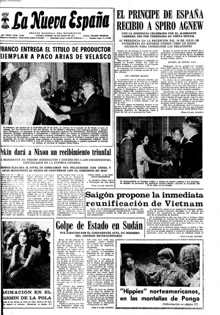 Portada Martes 20 de  de 1971