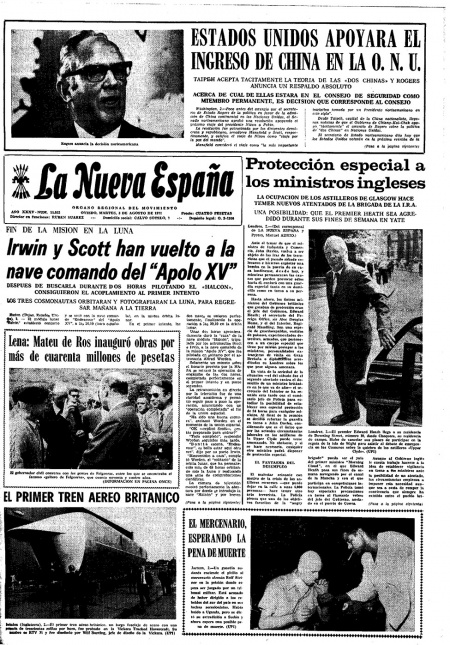 Portada Martes 3 de  de 1971