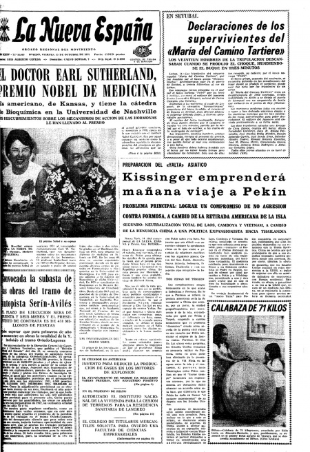 Portada Viernes 15 de Octubre de 1971