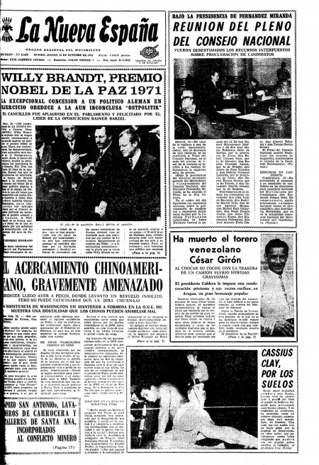 Portada Jueves 21 de Octubre de 1971