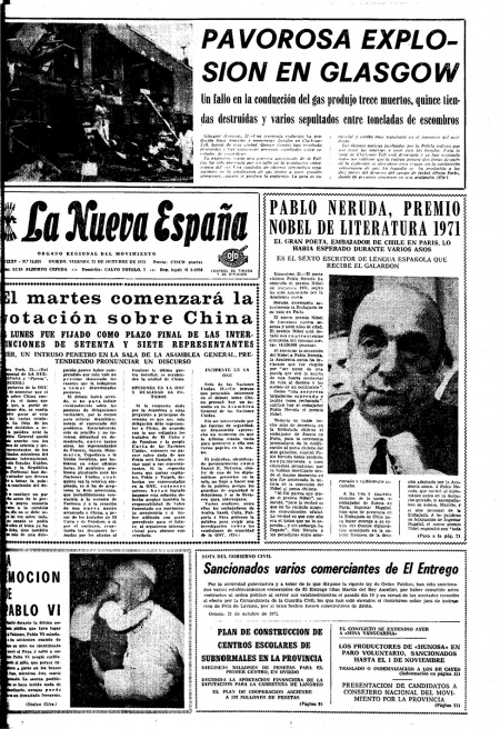 Portada Viernes 22 de Octubre de 1971