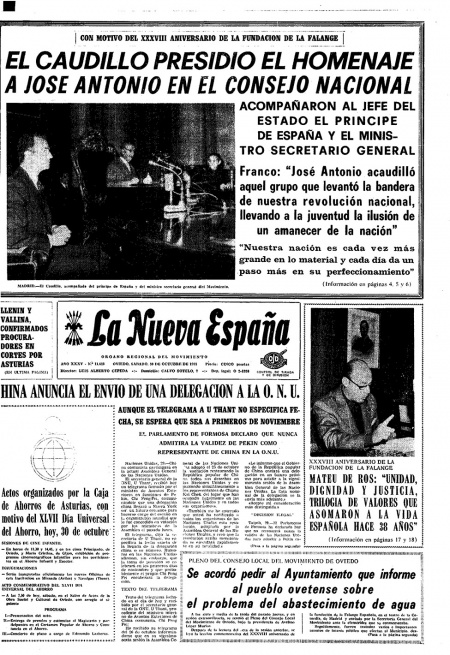 Portada Sábado 30 de Octubre de 1971