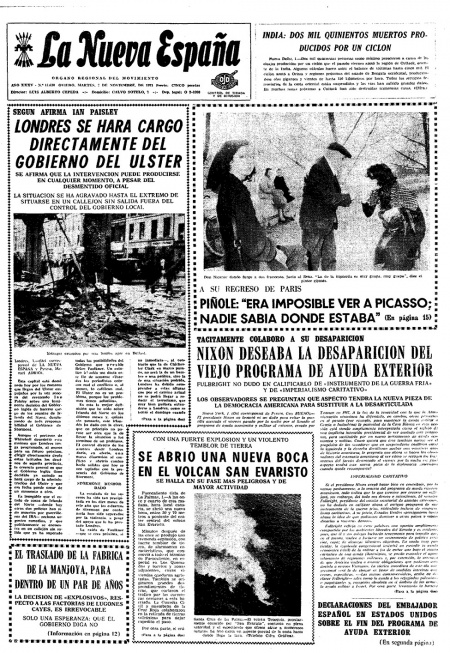Portada Martes 2 de Noviembre de 1971