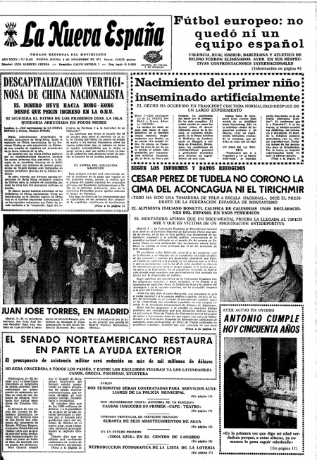 Portada Jueves 4 de Noviembre de 1971