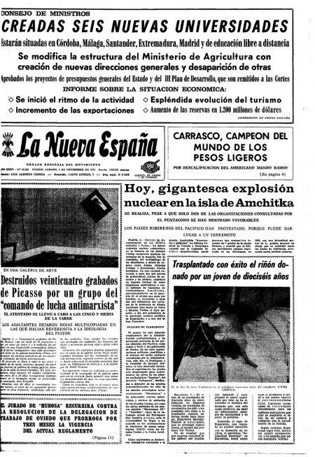 Portada Sábado 6 de Noviembre de 1971