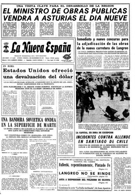 Portada Viernes 3 de Diciembre de 1971