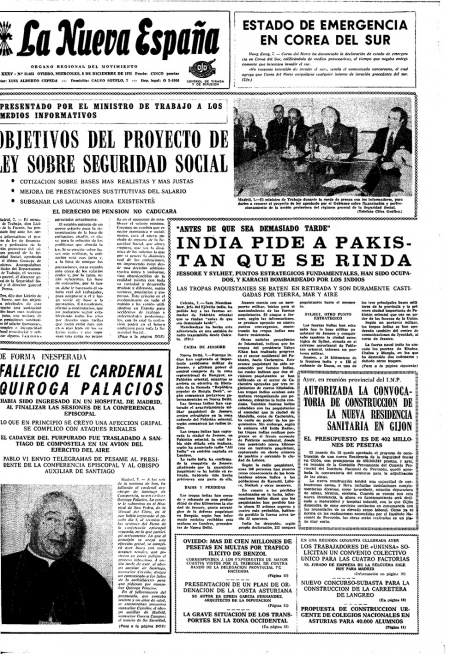 Portada Miércoles 8 de Diciembre de 1971