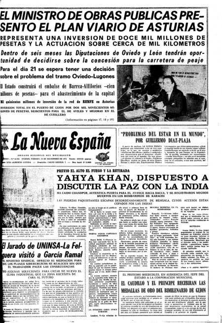 Portada Viernes 10 de Diciembre de 1971