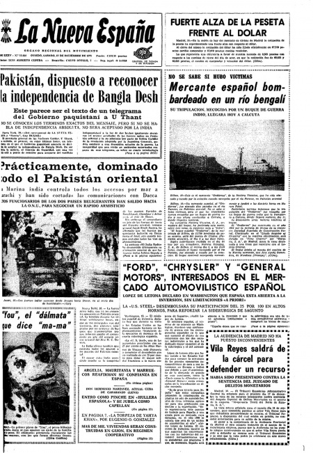 Portada Sábado 11 de Diciembre de 1971
