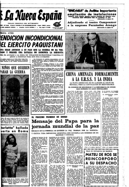 Portada Viernes 17 de Diciembre de 1971