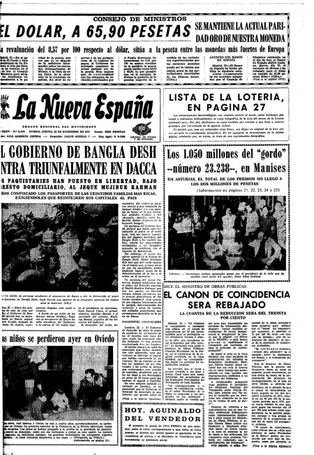 Portada Jueves 23 de Diciembre de 1971