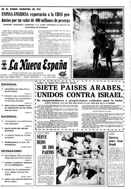Portada Miércoles 29 de Diciembre de 1971