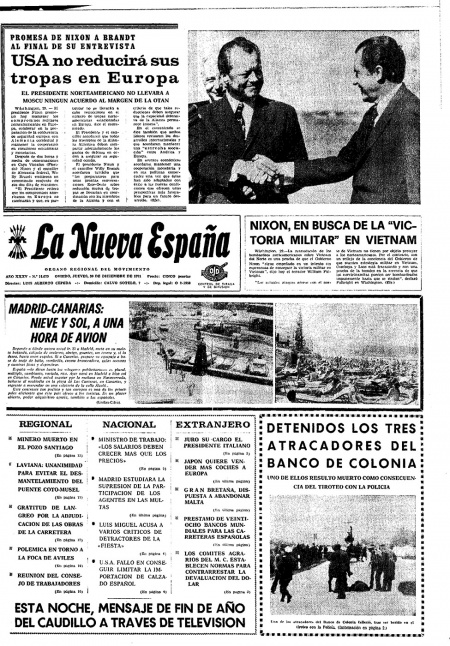 Portada Jueves 30 de Diciembre de 1971