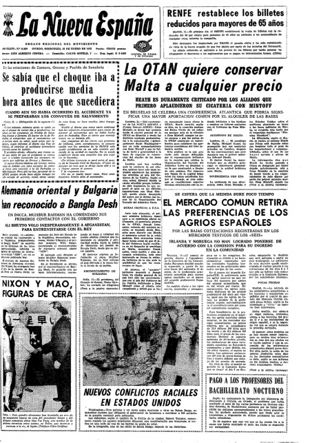 Portada Miércoles 12 de  de 1972