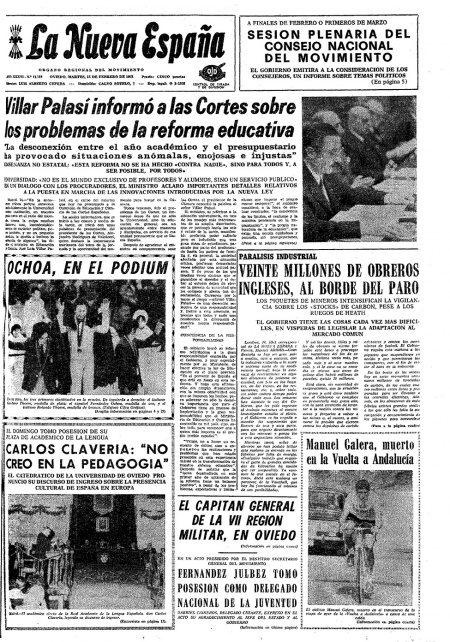 Portada Martes 15 de  de 1972