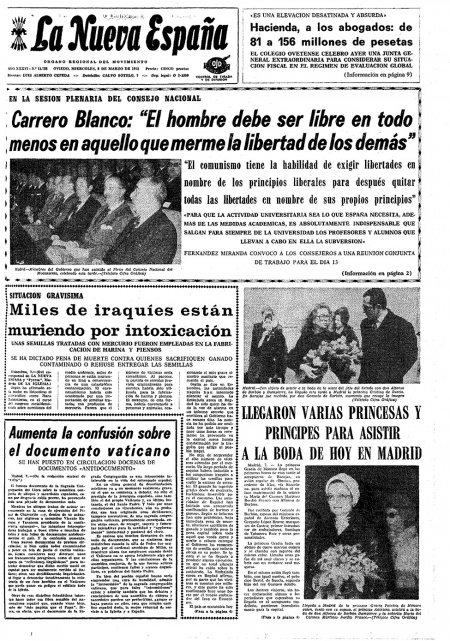 Portada Miércoles 8 de  de 1972